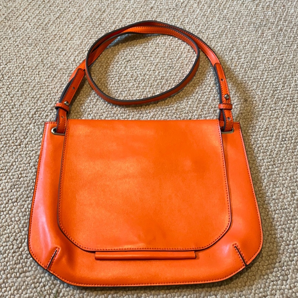 KGB Black Label Orange Leather Bag. Slim. Cross Body.
